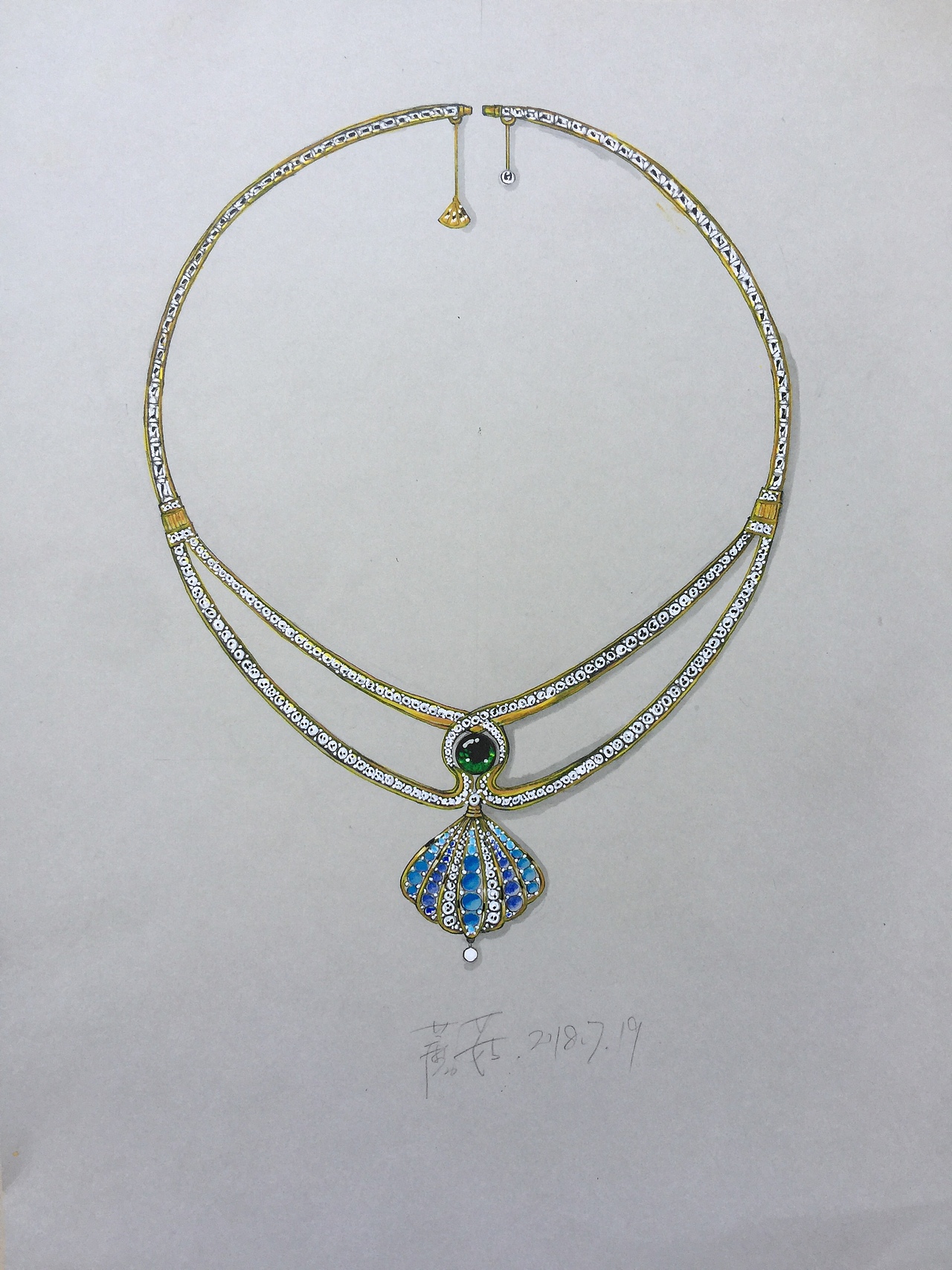 跳舞的女孩珠宝设计手绘