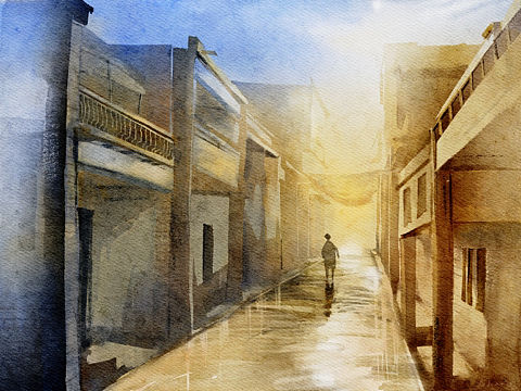 iPad水彩-阳西骑楼老街