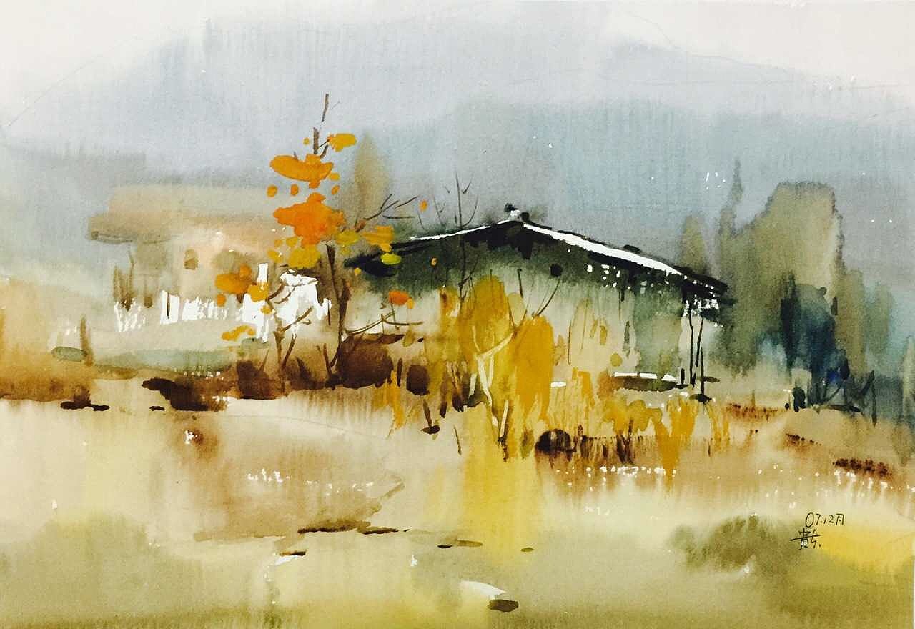 水彩风景|纯艺术|绘画|倒立愚人_原创作品-站酷zcool