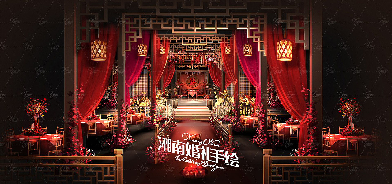 中式婚禮堂改裝（圖ZMTcyMjUzNDEy） - 舞臺美術(shù) - 站酷設(shè)計(jì)師湘南婚禮手繪原創(chuàng)素材 - 站酷ZCOOL