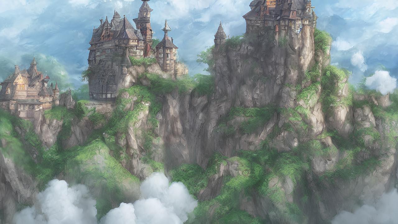 云端的城堡AI绘画（图ZMzE3MDg2Nzgw） - 艺术插画 - 站酷设计师萧白酱原创素材 - 站酷ZCOOL