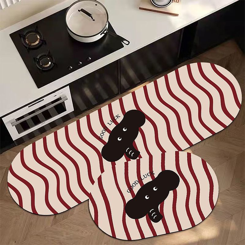 ins可爱条纹大象厨房浴室长条地垫