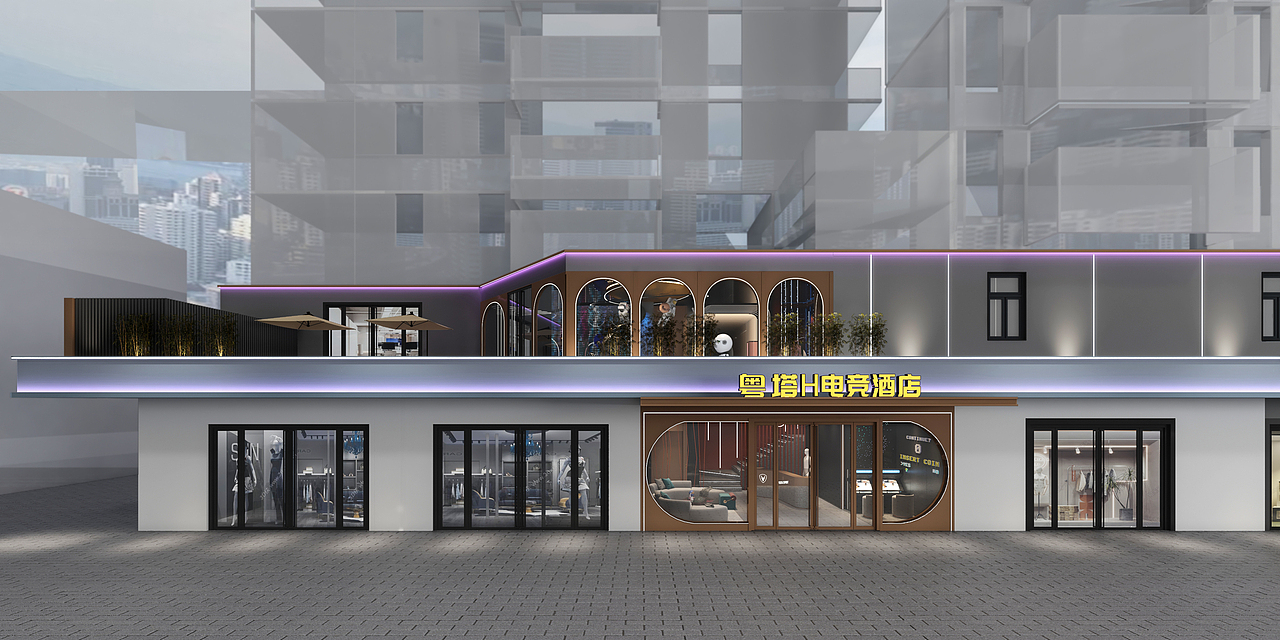 连锁电竞酒店效果表现—大堂部分（图ZMzA3OTg0NjIw） - 酒店餐饮设计 - 站酷设计师z灰调子原创素材 - 站酷ZCOOL