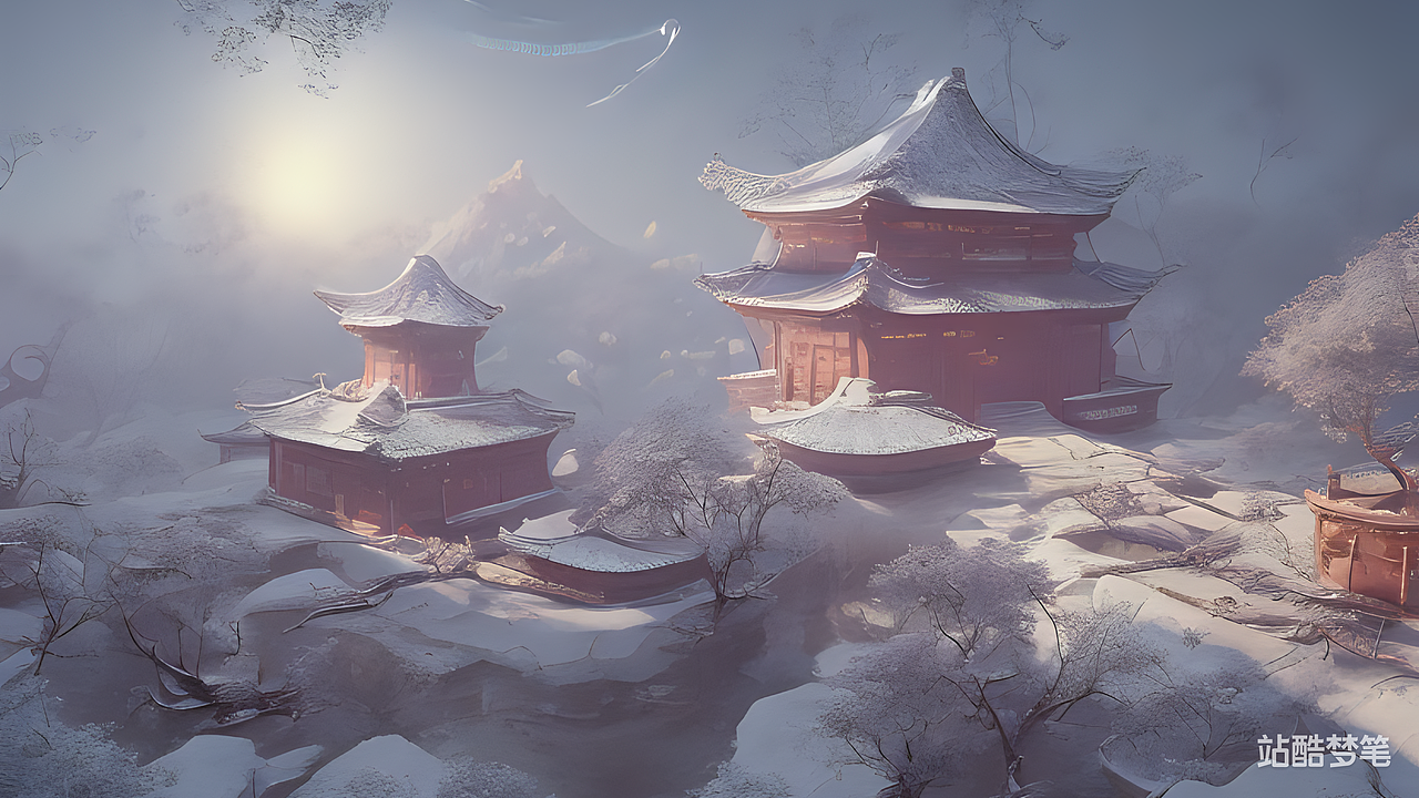 #站酷梦笔#阳光,雪景,中国风,纯净,超广角,冰淇淋