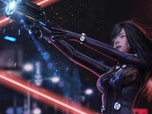 一张原创的《GANTZ》（杀戮都市）插画