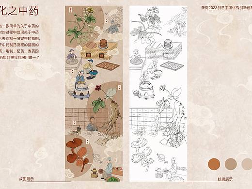 中药制药流程原创插画
