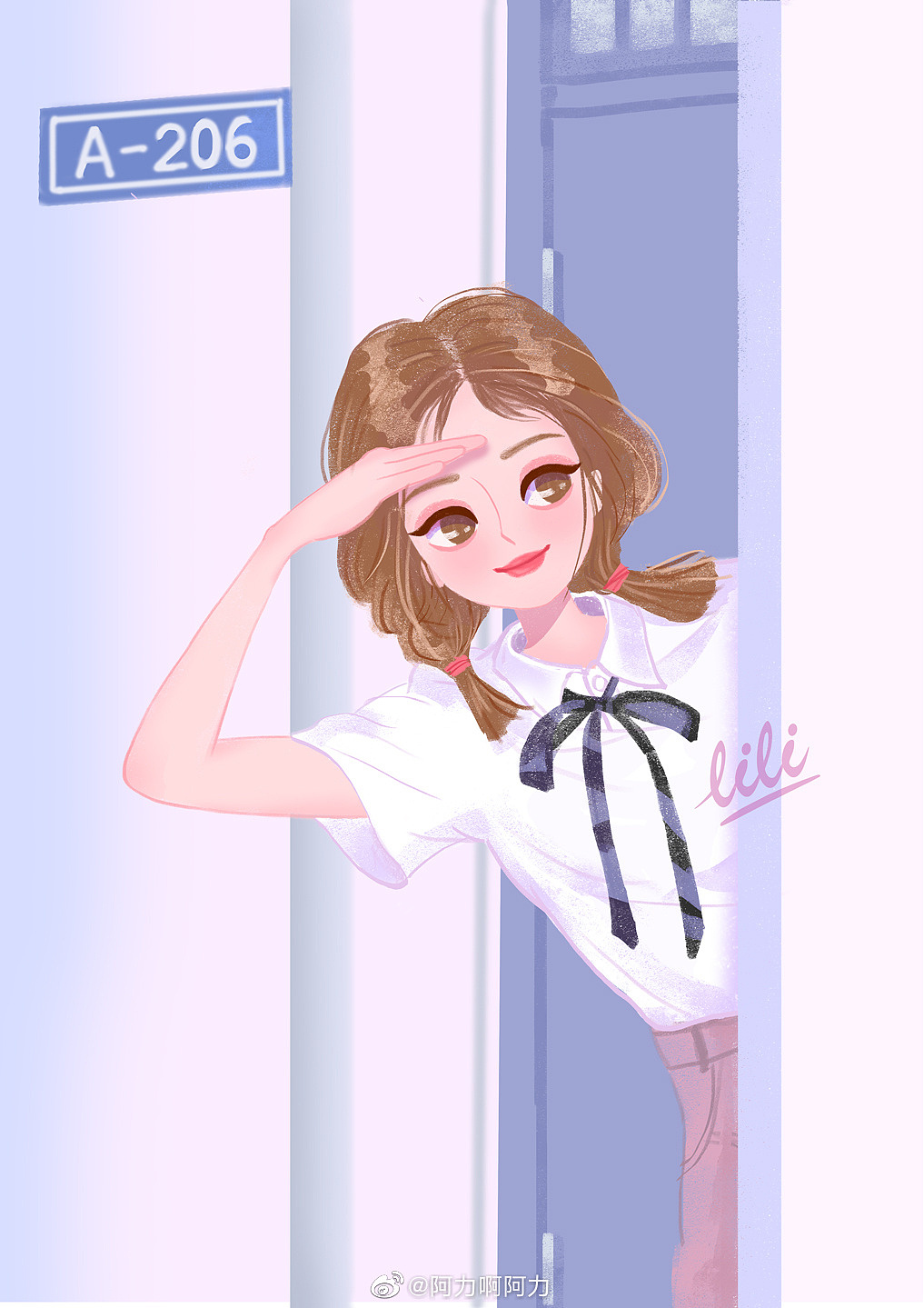 学生时代少女插画