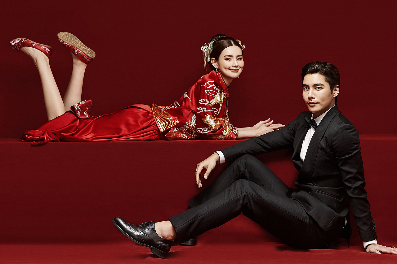 中式婚纱修图、人像精修