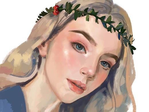 带花环的女孩练习