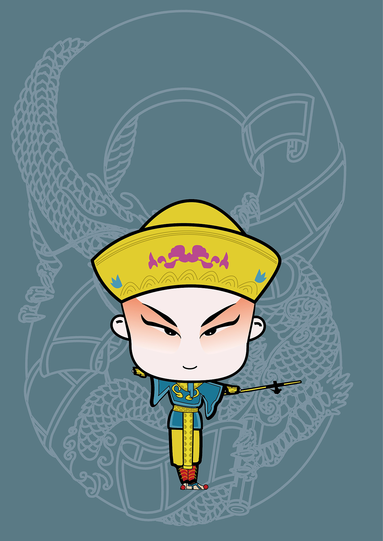 ai插画，邵阳花鼓戏