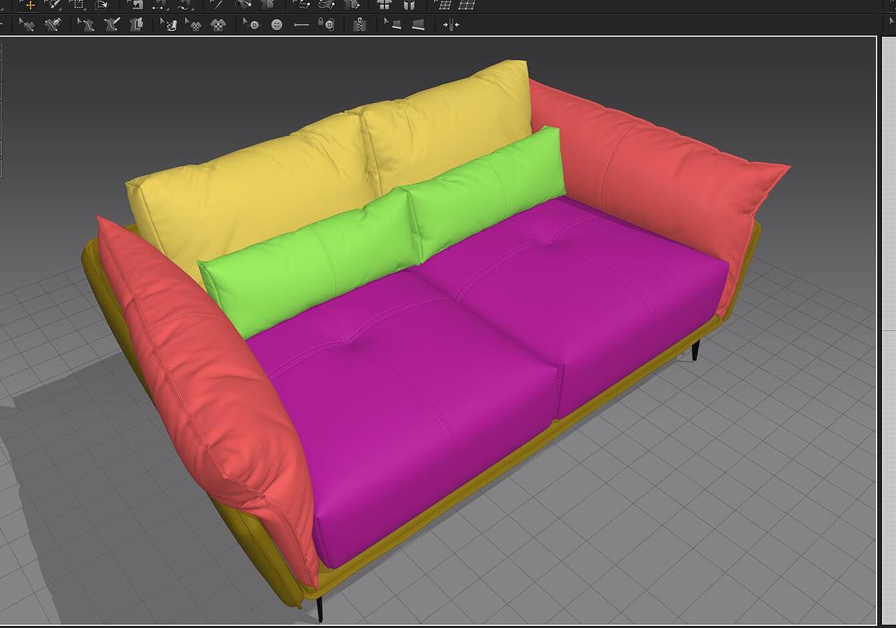 3dmax软体沙发建模,产品工业建模,md布料建模