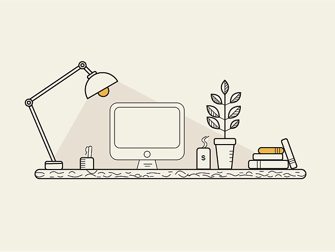 扁平风小书桌插画