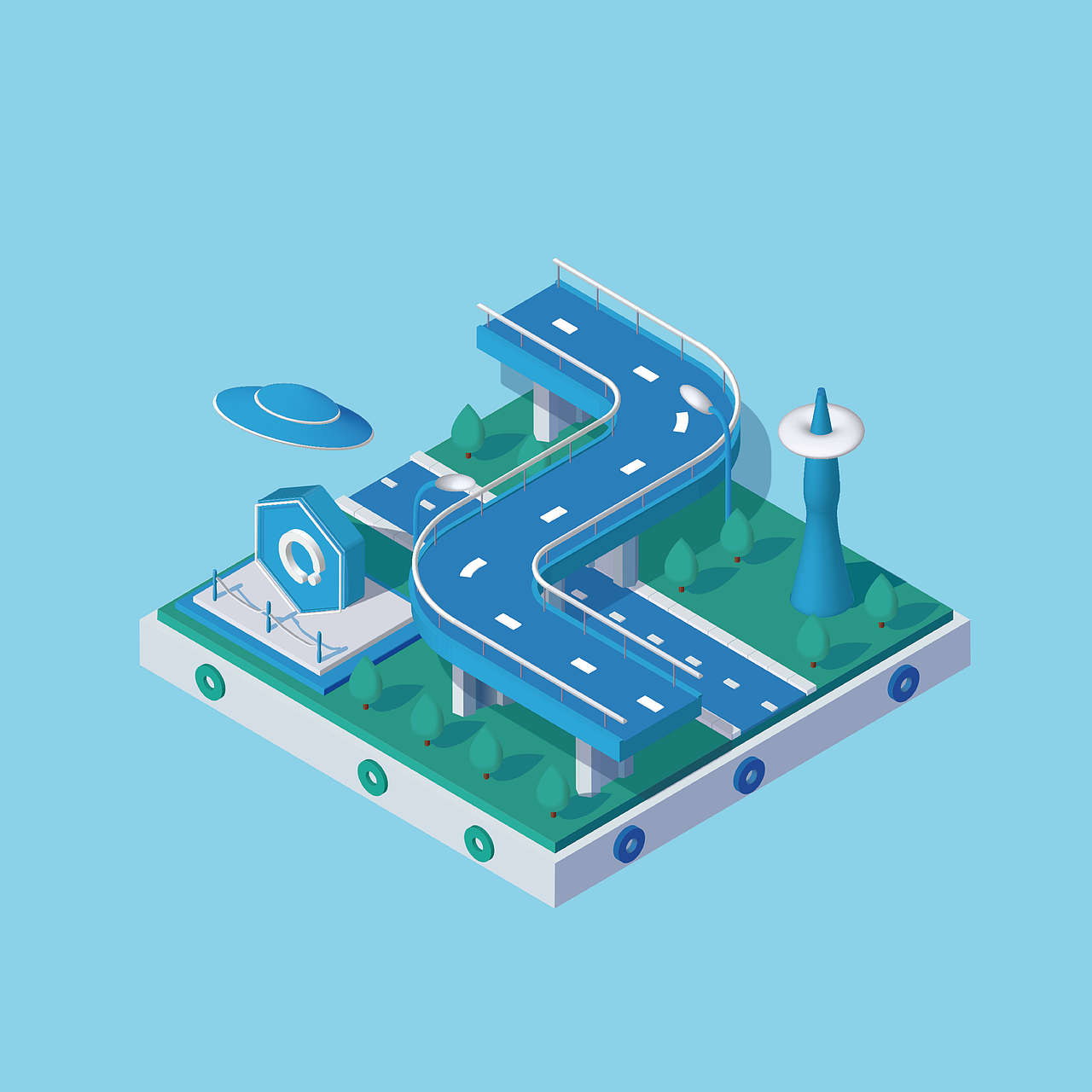 立交桥2.5d|插画|创作习作|黄小豆豆_原创作品-站酷zcool