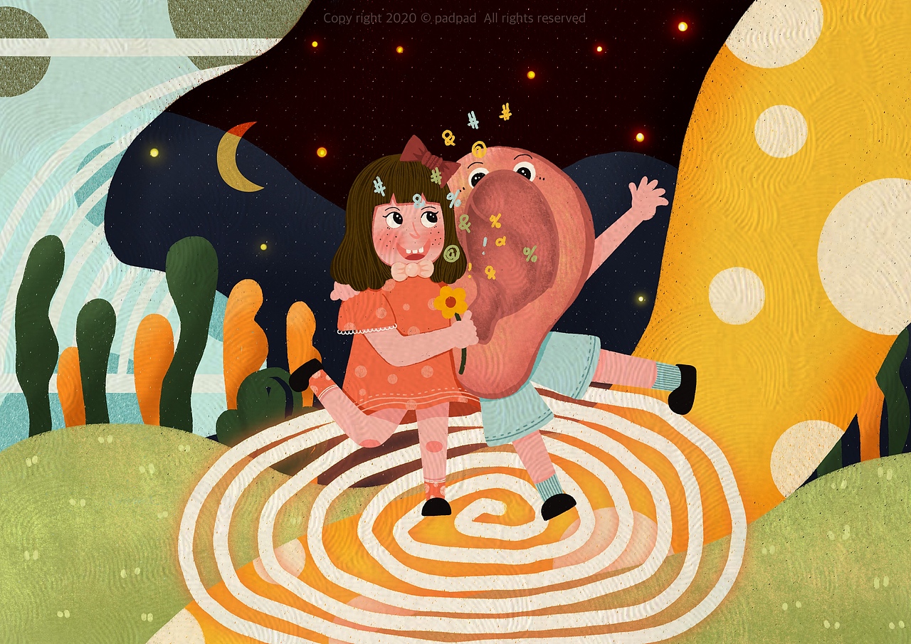 小女孩与耳朵先生（图ZMjEzMDE3OTcy） - 艺术插画 - 站酷设计师opadpado原创素材 - 站酷ZCOOL
