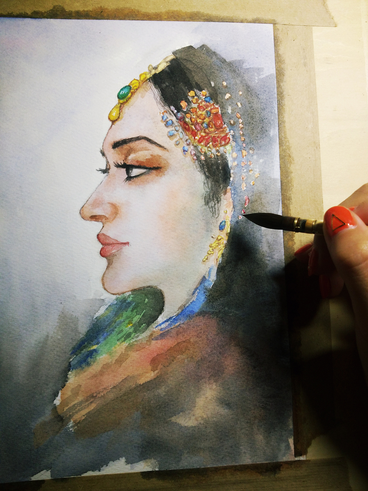 异域风情水彩肖像练习