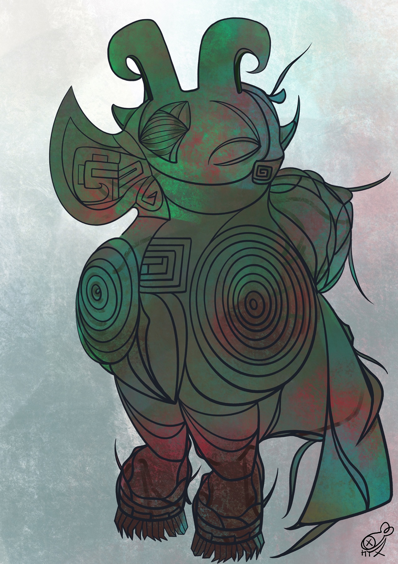 鸮尊-妇好|插画|艺术插画|z49913776 - 原创作品 - 站酷 (zcool)