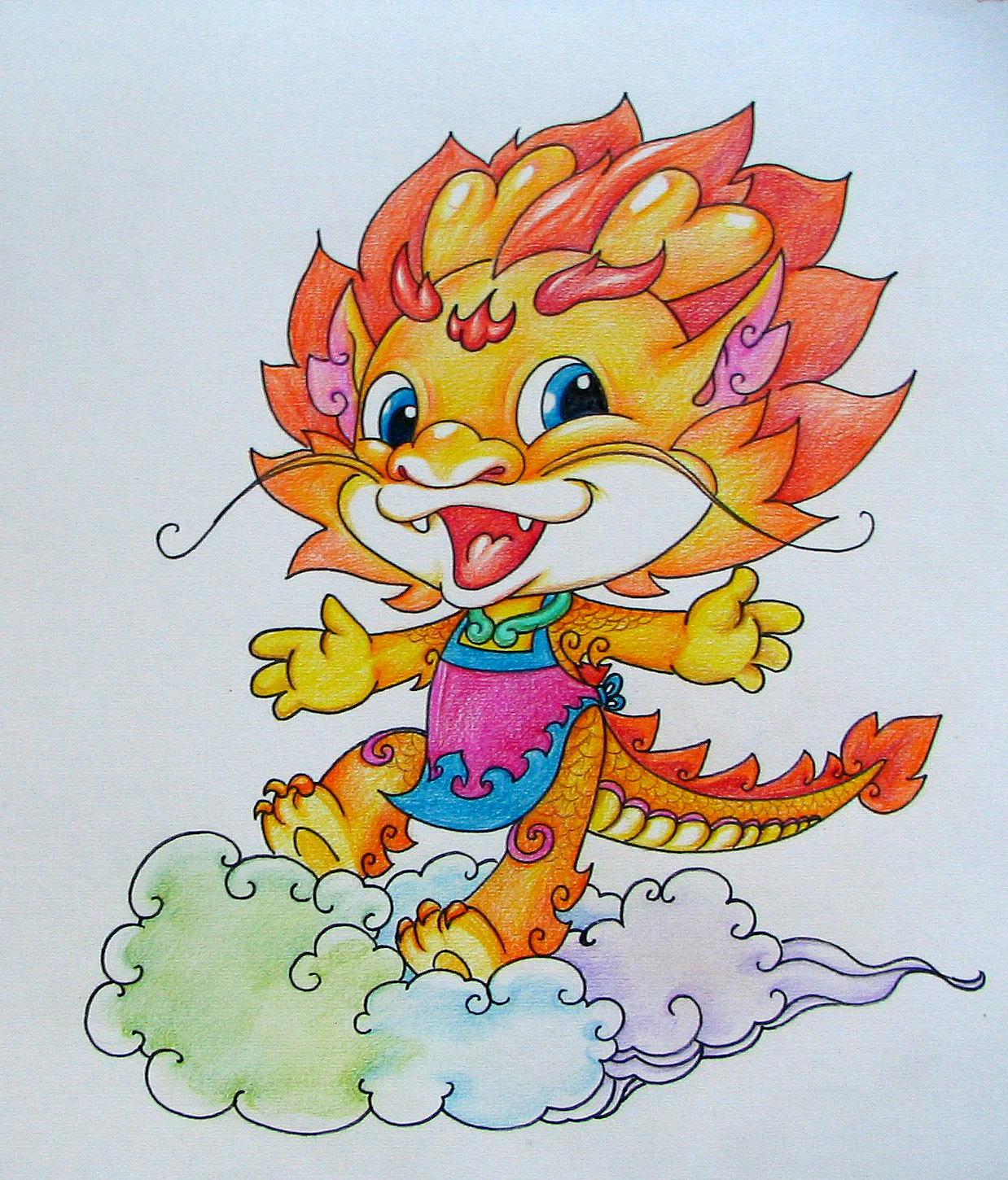 彩铅卡通设计火麒麟