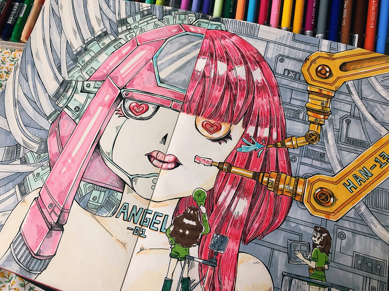 从拾手绘机械少女