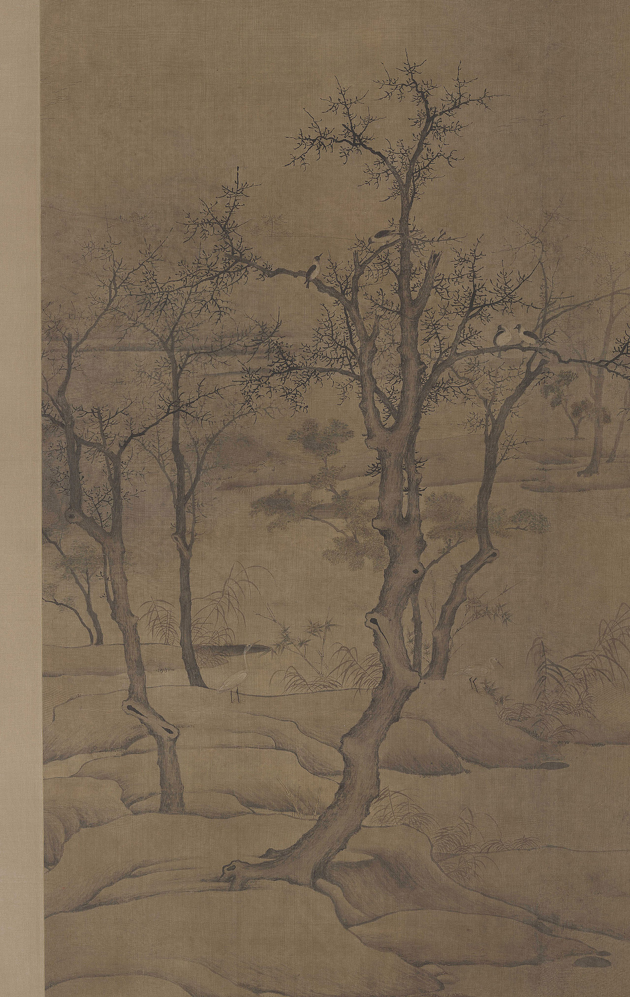 寒汀落雁图轴 南宋 佚名 临摹(有局部图)