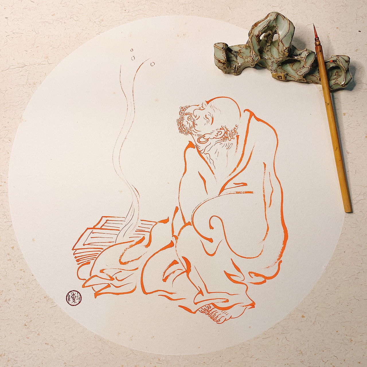 临摹《罗汉修禅图》（图ZMjMzNTU3NDgw） - 绘画 - 站酷设计师冷梵原创素材 - 站酷ZCOOL
