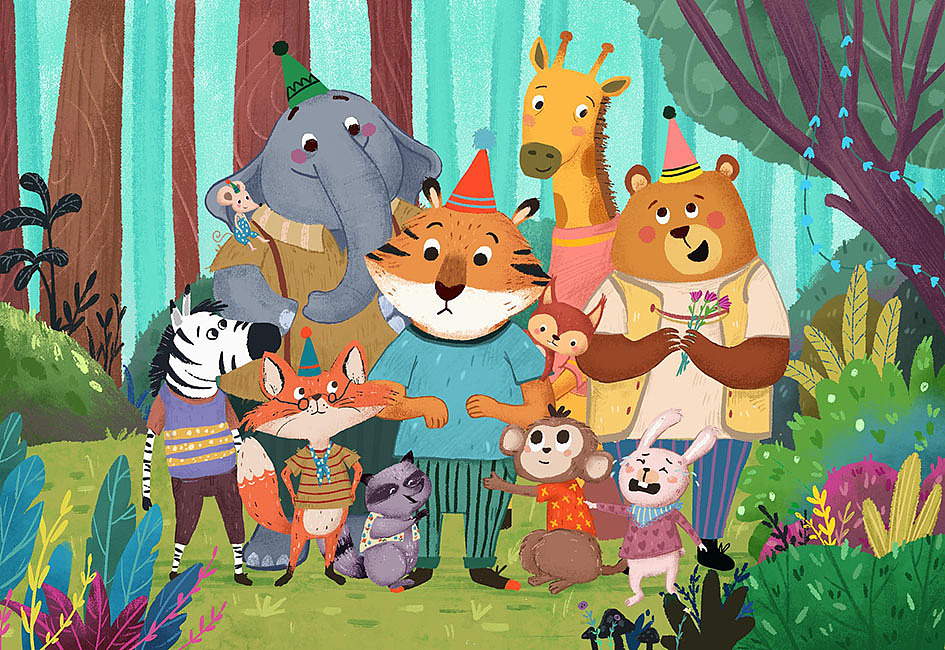 儿童拼图插画动物拼图