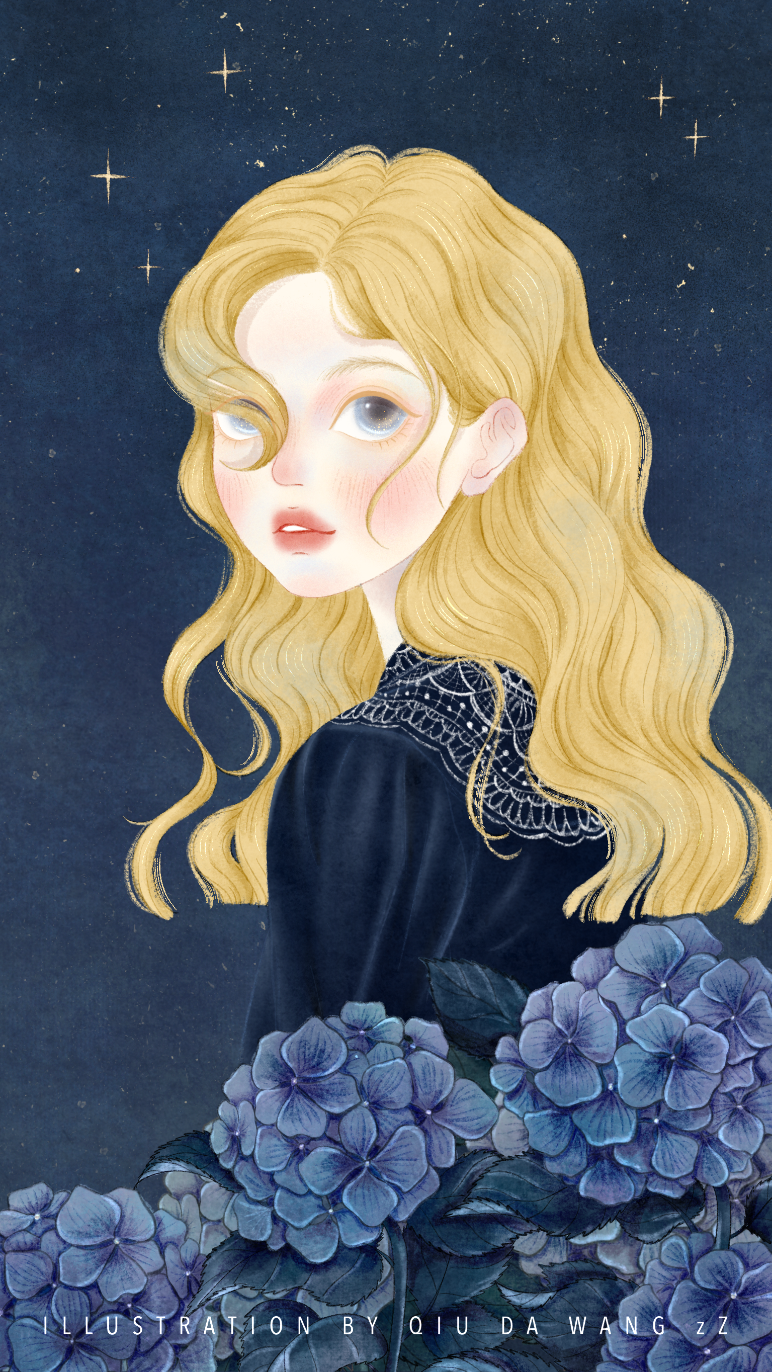 绣球花女孩壁纸