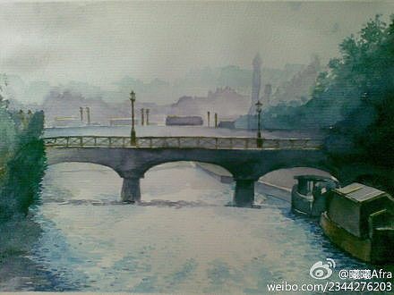 哈哈 微博里拔出来的,临摹的水彩画。