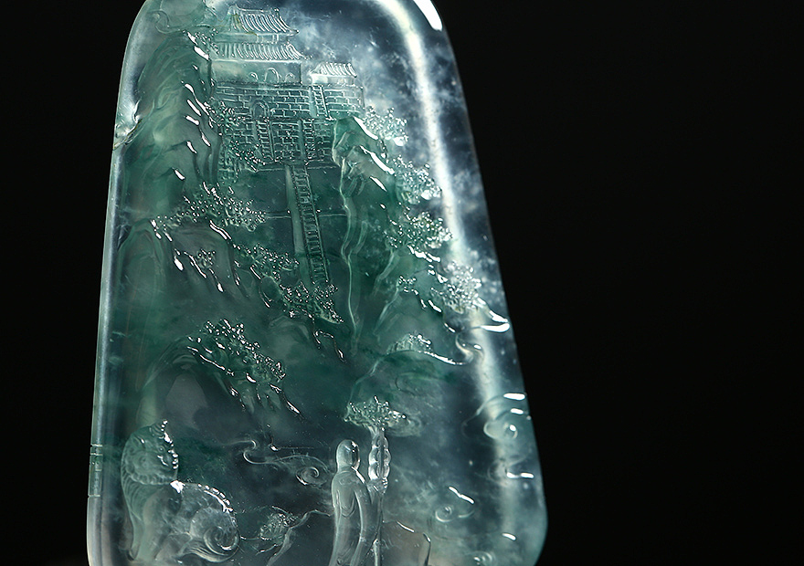 聚翠光廊——玻璃底飘花 一心向佛山水牌