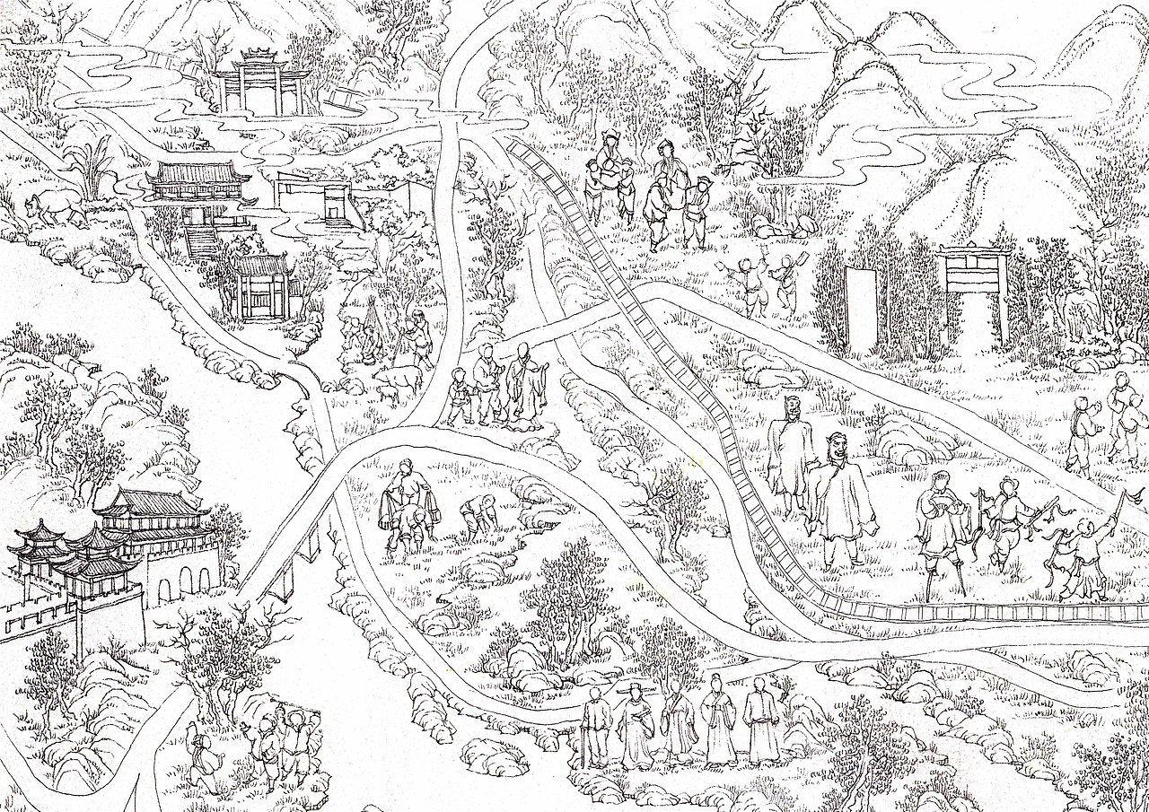 福州手绘地图线稿