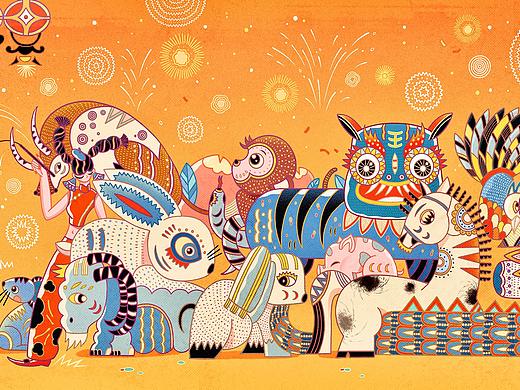 《团圆》 | 十二生肖插画
