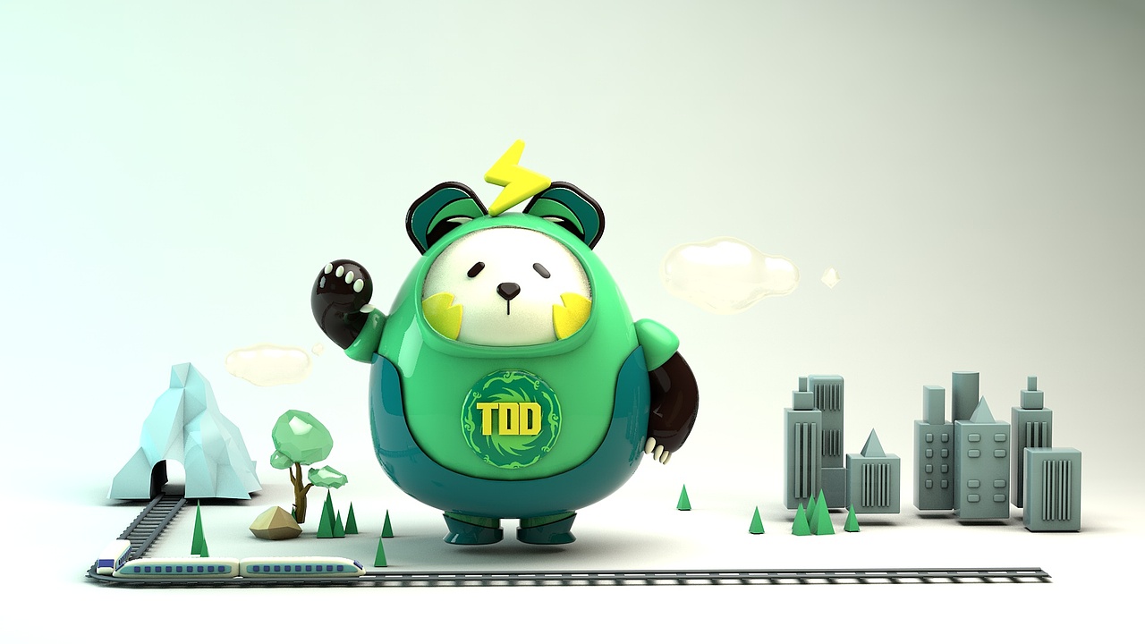 C4D建模 成都TOD的熊猫IP形象设计