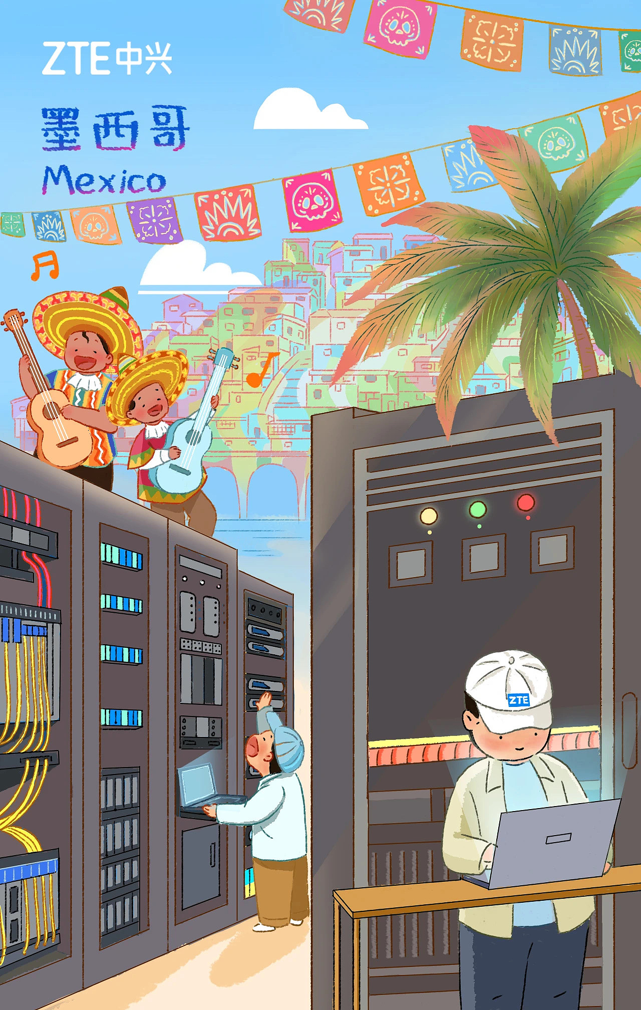 中兴通讯# 驻建数字经济 系列插画（图ZMjM3NzIyNTAw） - 商业插画 - 站酷设计师春羊原创素材 - 站酷ZCOOL