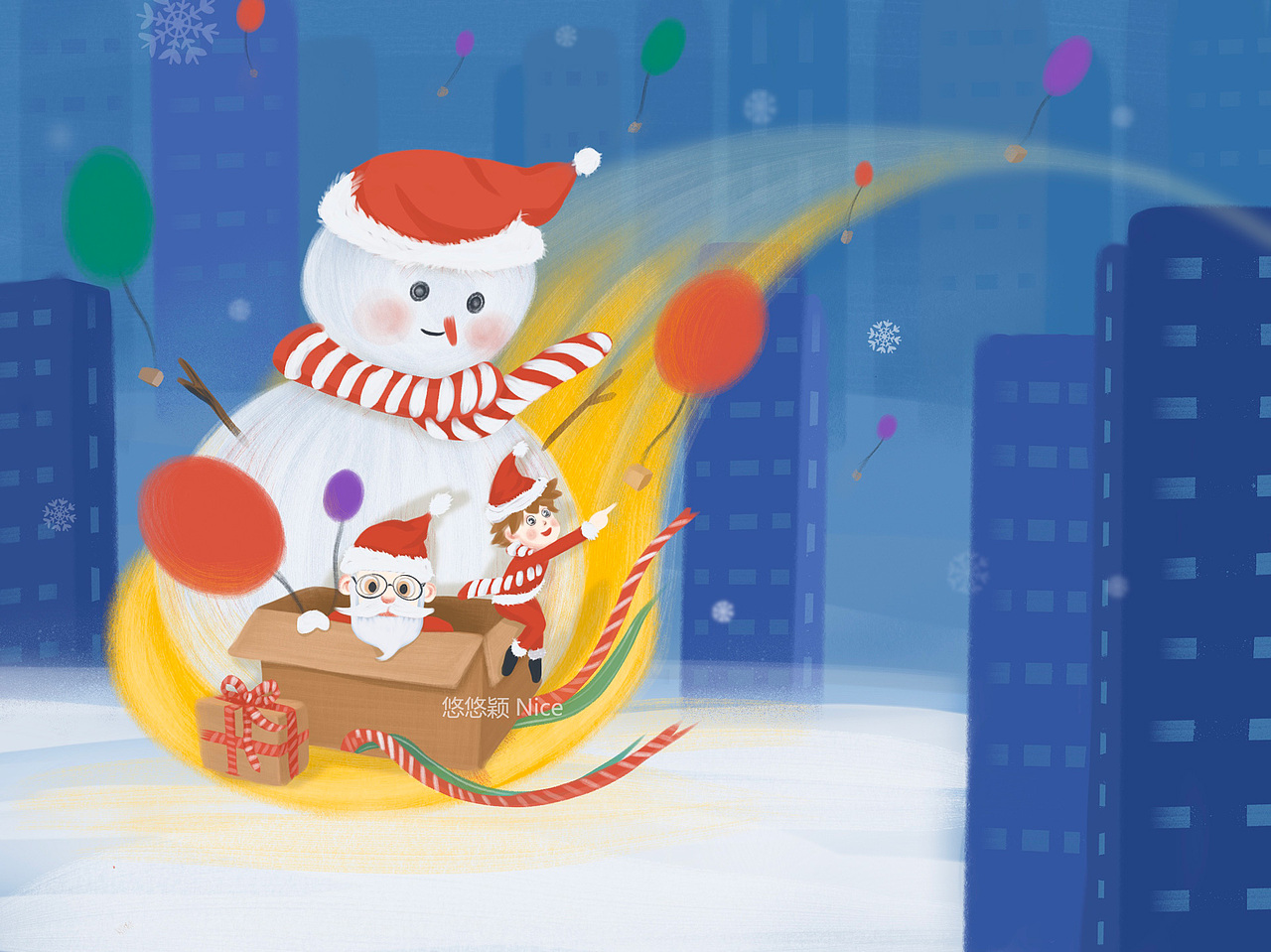圣诞节 、平安夜主题插画画完了（图ZMjM0OTM1ODU2） - 商业插画 - 站酷设计师悠悠颖Nice原创素材 - 站酷ZCOOL