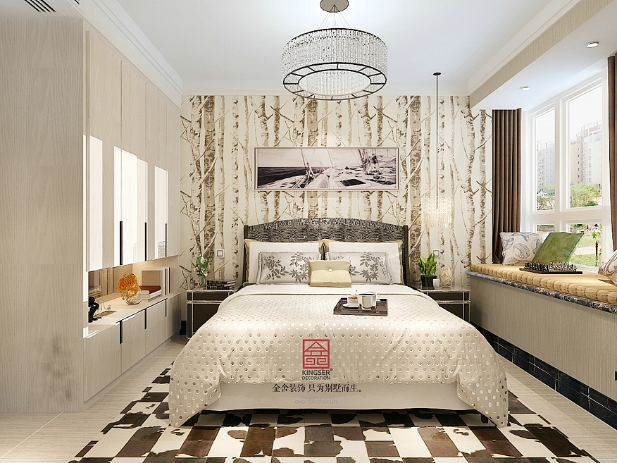 金舍装饰-保利花园87平米装修效果图-简约风格-两居室装修