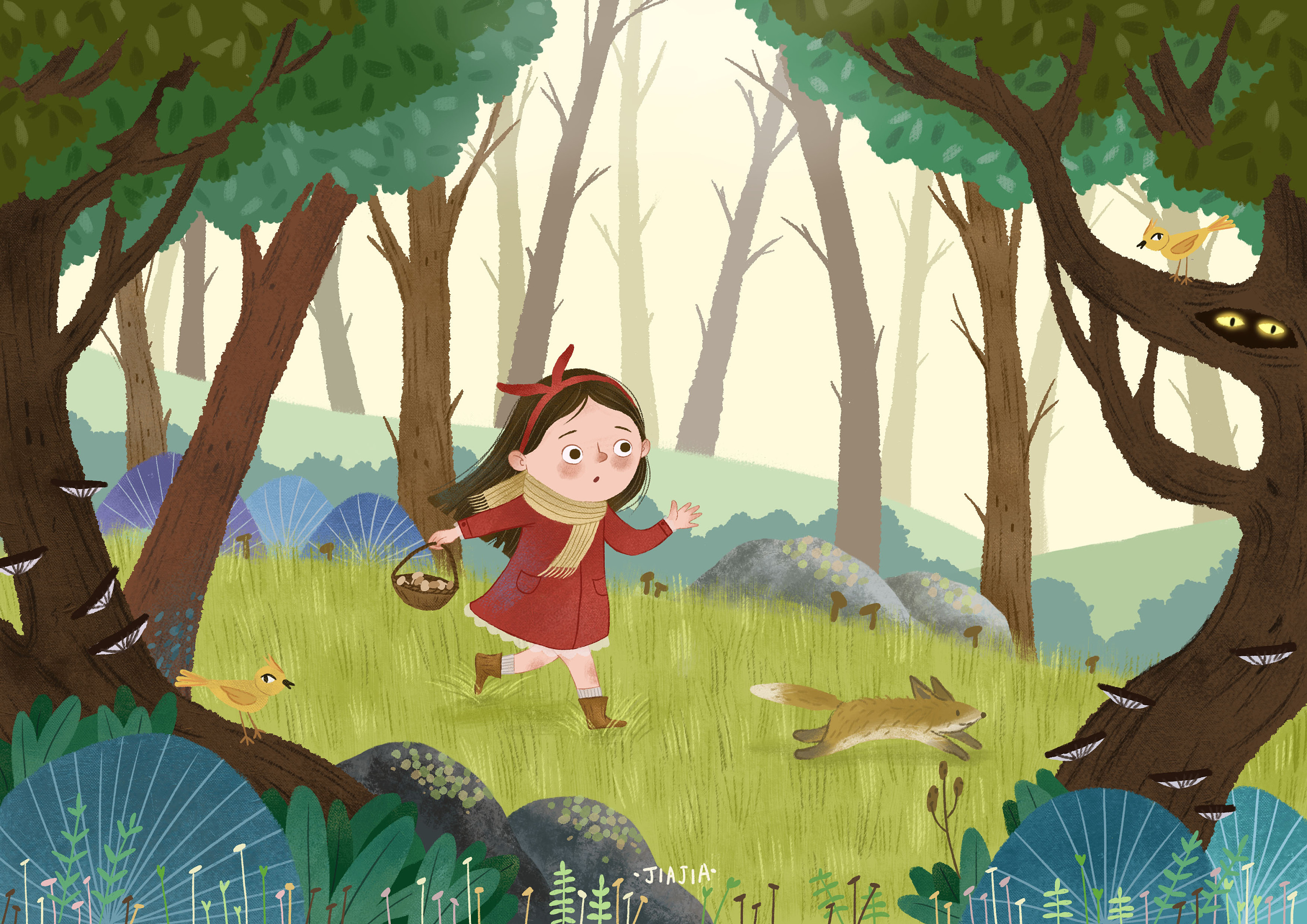 蘑菇与女孩|插画|儿童插画|M小岛 - 原创作品 - 站酷 (ZCOOL)