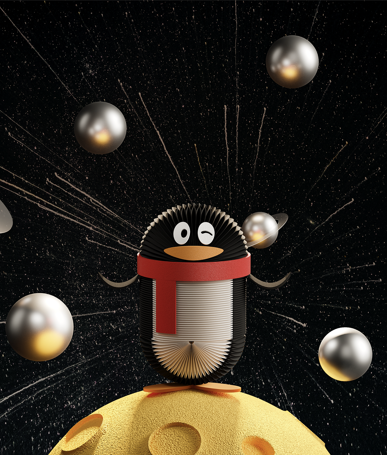 腾讯QQ × 十八纸联名 中秋9月·欢乐“长鹅”惊喜上线（图ZMjcwOTMxNjU2） - 手办/模玩 - 站酷设计师十八纸风琴纸家具原创素材 - 站酷ZCOOL