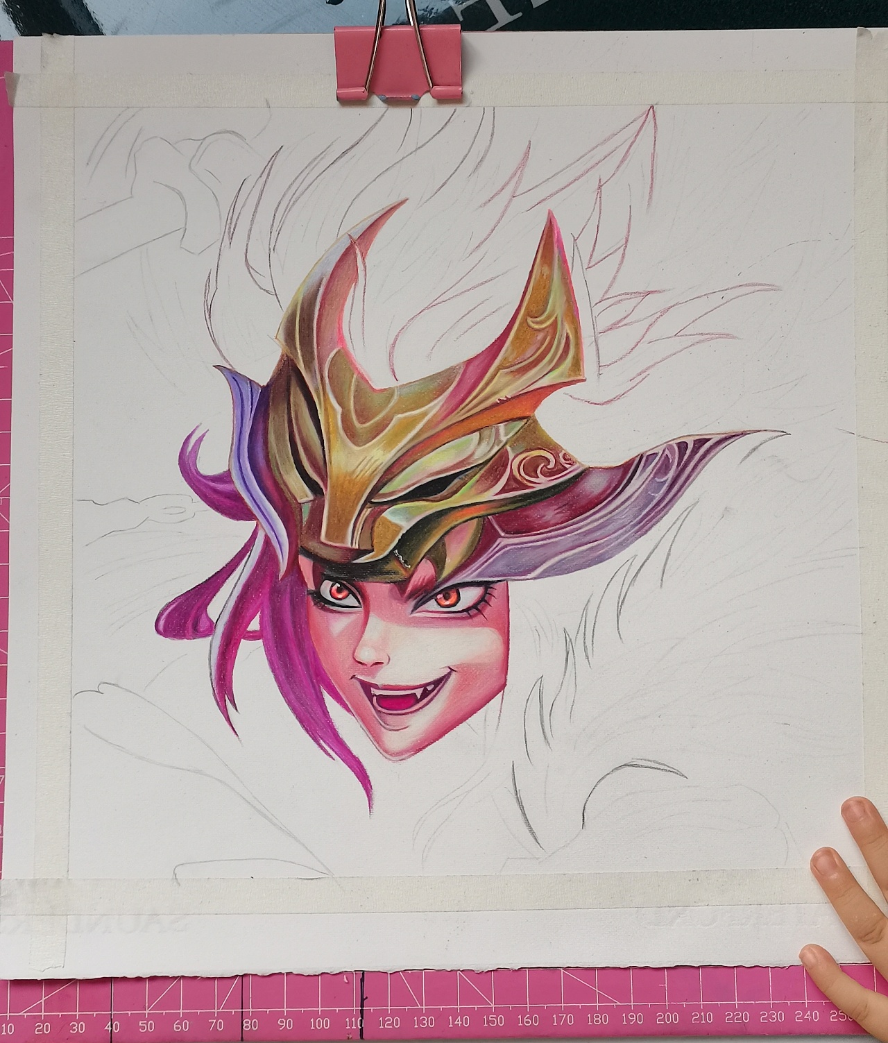 彩铅手绘作品-王者荣耀百里玄策|纯艺术|绘画|米小罗手绘 - 原创作品