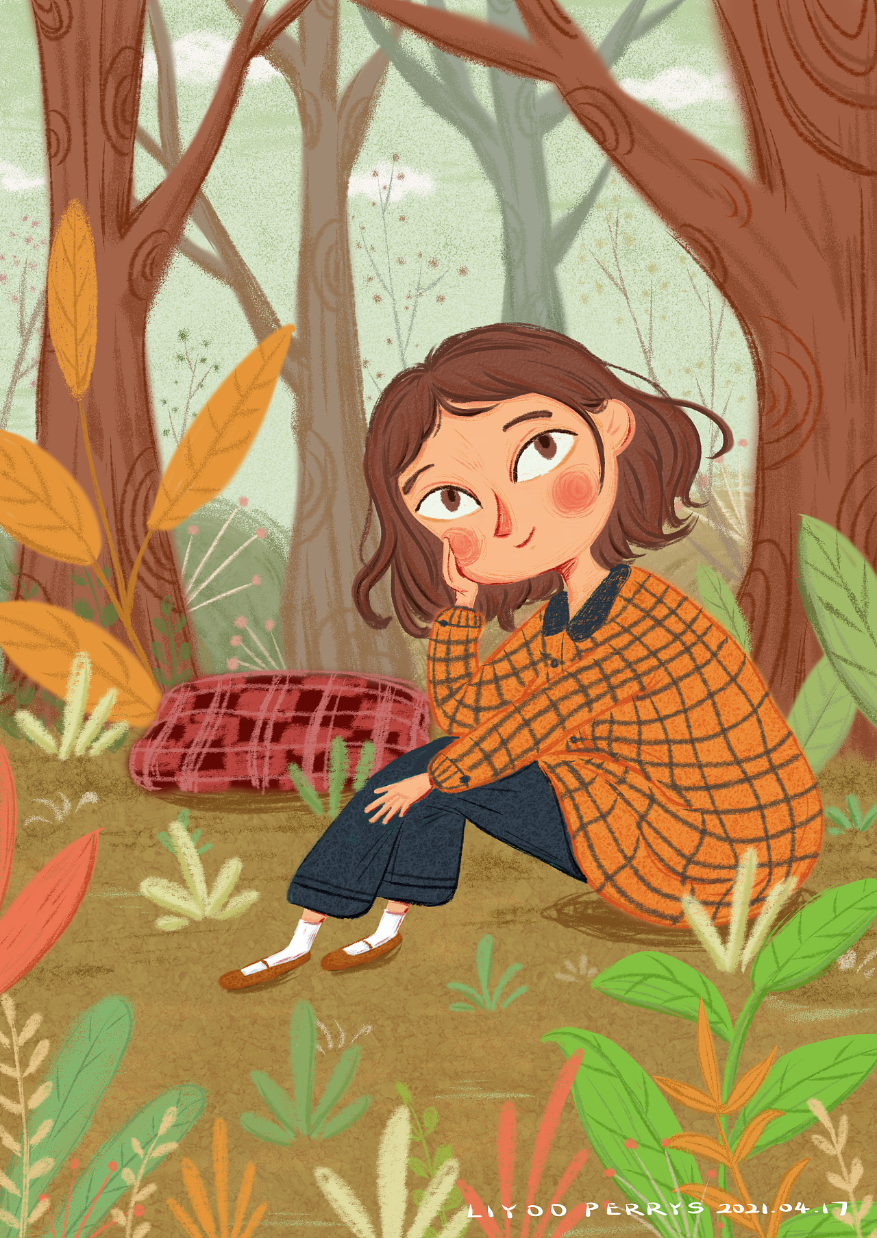 思考中的女孩|插画|儿童插画|甯鑫 - 原创作品 - 站酷 (zcool)