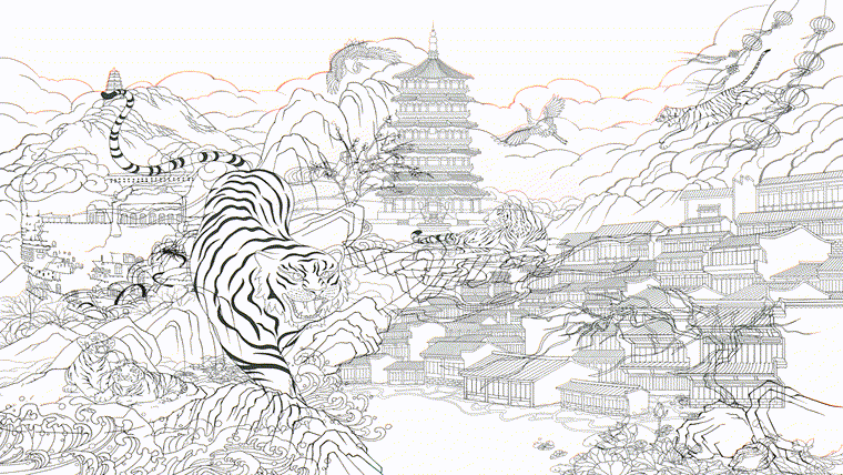 虎年賀歲，五虎迎春（圖ZMjgzMzUzMzgw） - 商業(yè)插畫 - 站酷設計師關山度月原創(chuàng)素材 - 站酷ZCOOL