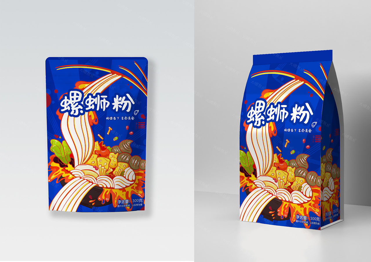 商业插画-原创螺蛳粉包装封面设计