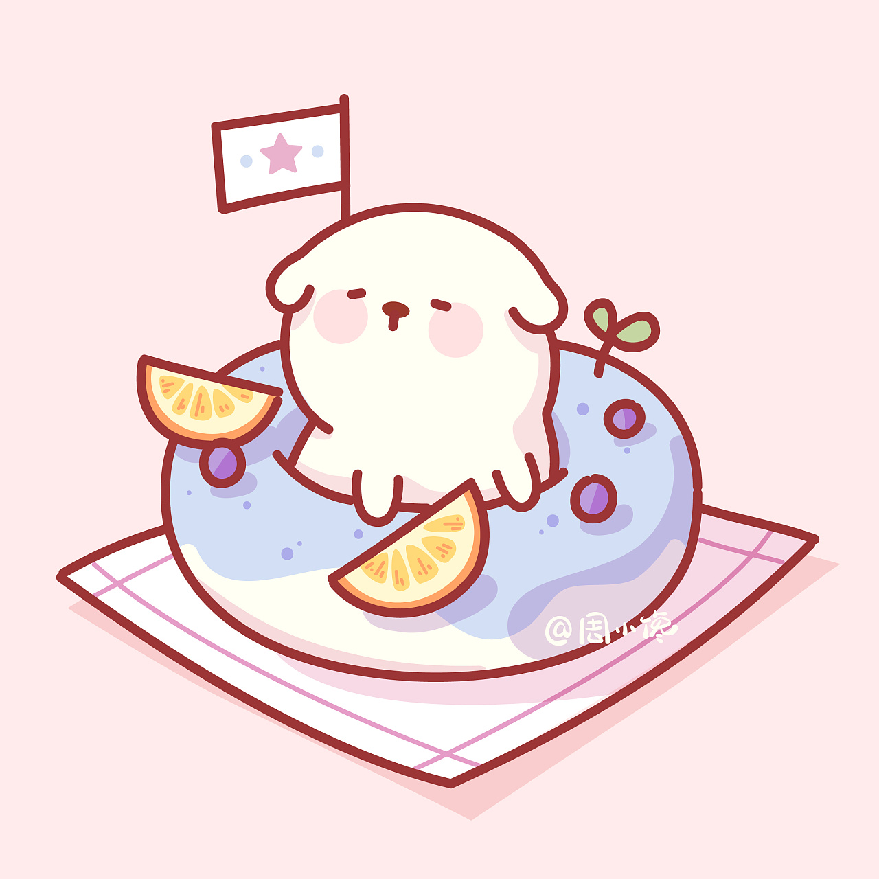 今天是蓝莓味的甜甜圈.