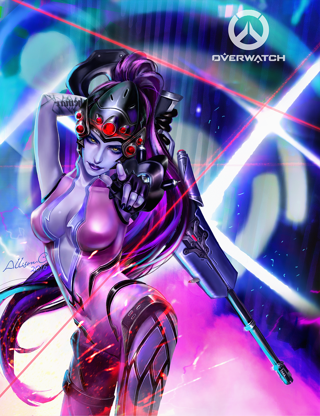 守望先锋 黑百合 Overwatch Widowmaker（图ZNzExMzczODg=） - 商业插画 - 站酷设计师AllisonC様原创素材 - 站酷ZCOOL