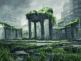 #AI創(chuàng)作實(shí)驗(yàn)室#廢棄城市，綠植