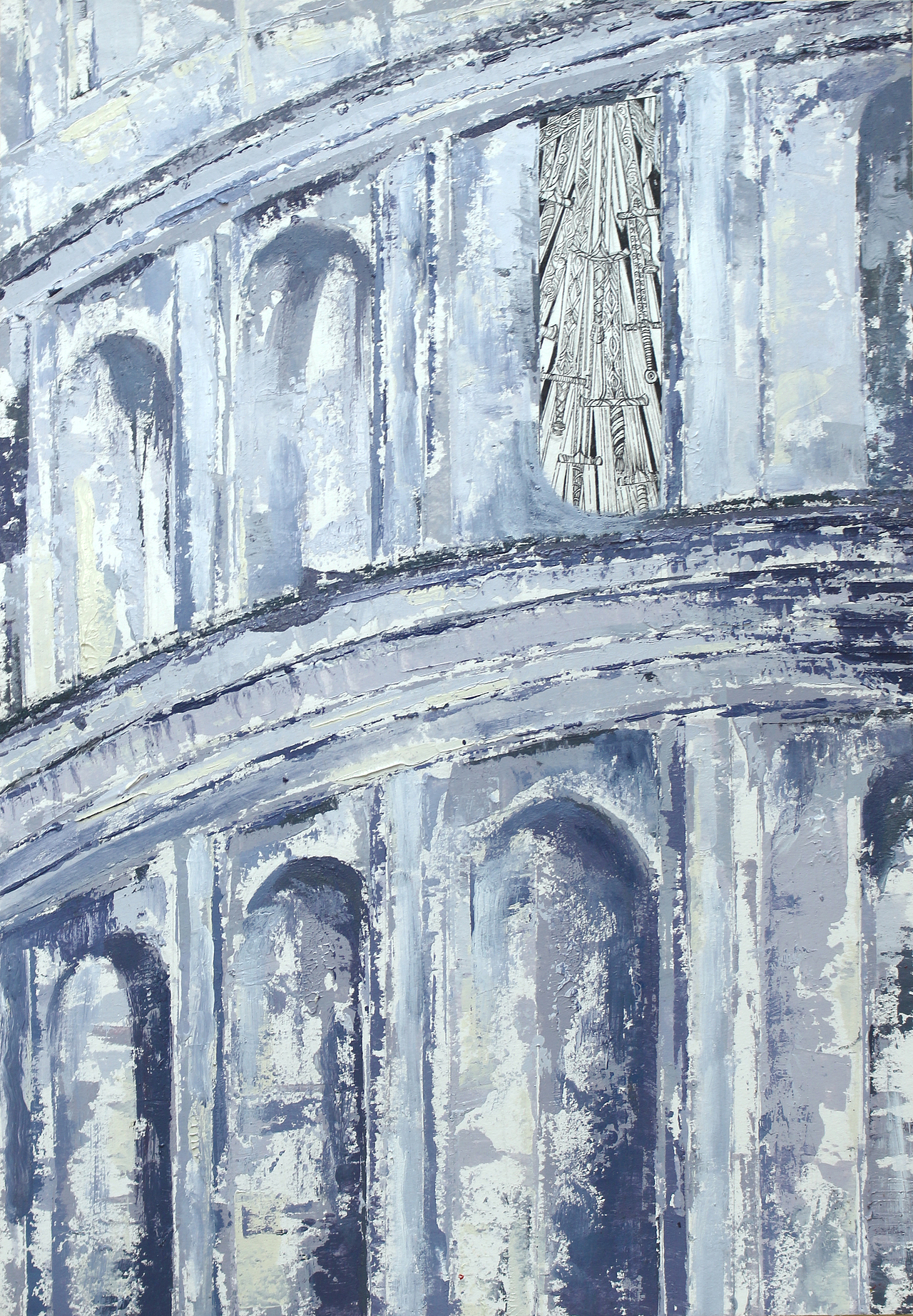 Ancient Times
Loneliness of Violence<br>Rome Colosseum, though a scenic spot today, was a symbol of violence in ancient times. The picture only shows a corner of the arena, but from an arch countless swords point to the sky, which is an epitome of violence.