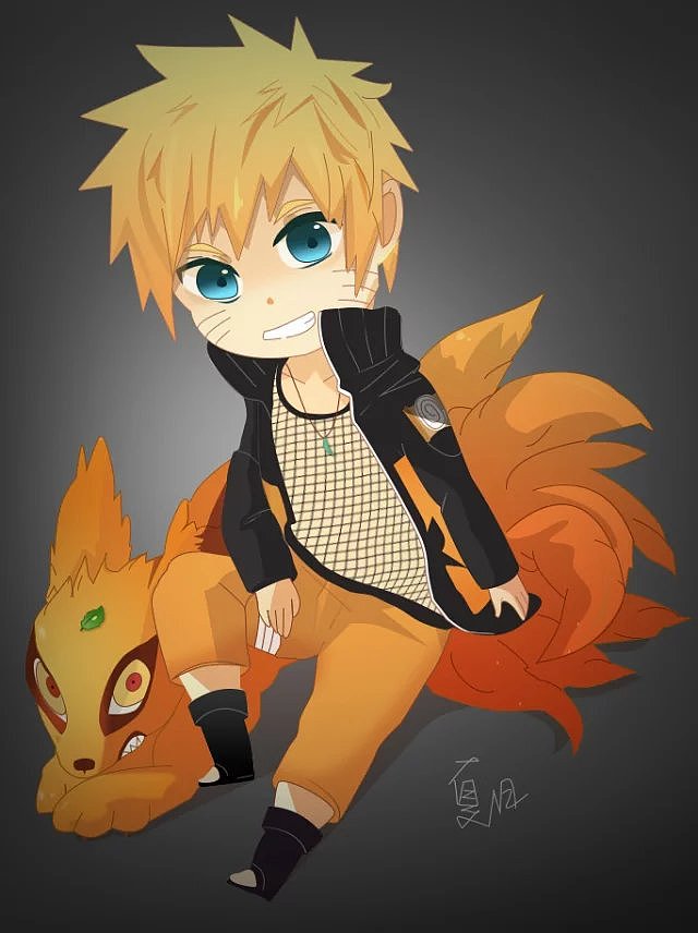 卡通效果火影忍者鸣人九尾临摹