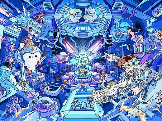 萌象发芽六周年主视觉kv插画