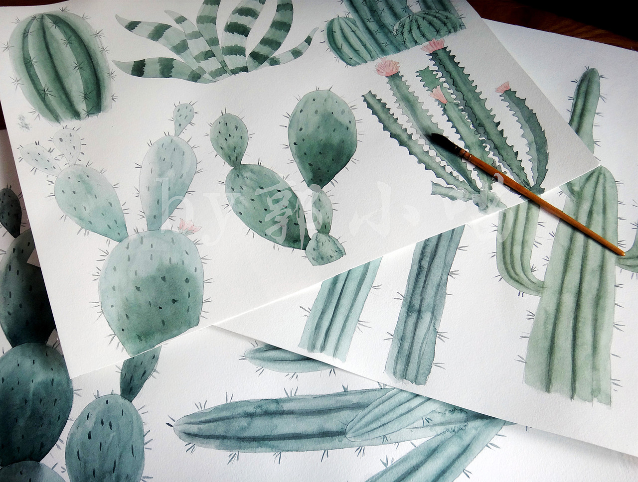 北欧手绘水彩仙人掌装饰画（图ZOTc3MjI3NTI=） - 商业插画 - 站酷设计师郭小喵miao原创素材 - 站酷ZCOOL