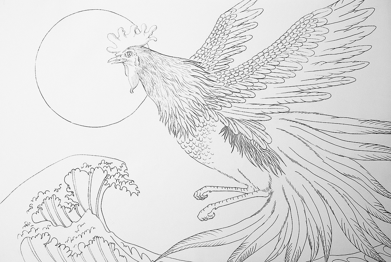 《雄鸡振翅冲云霄》