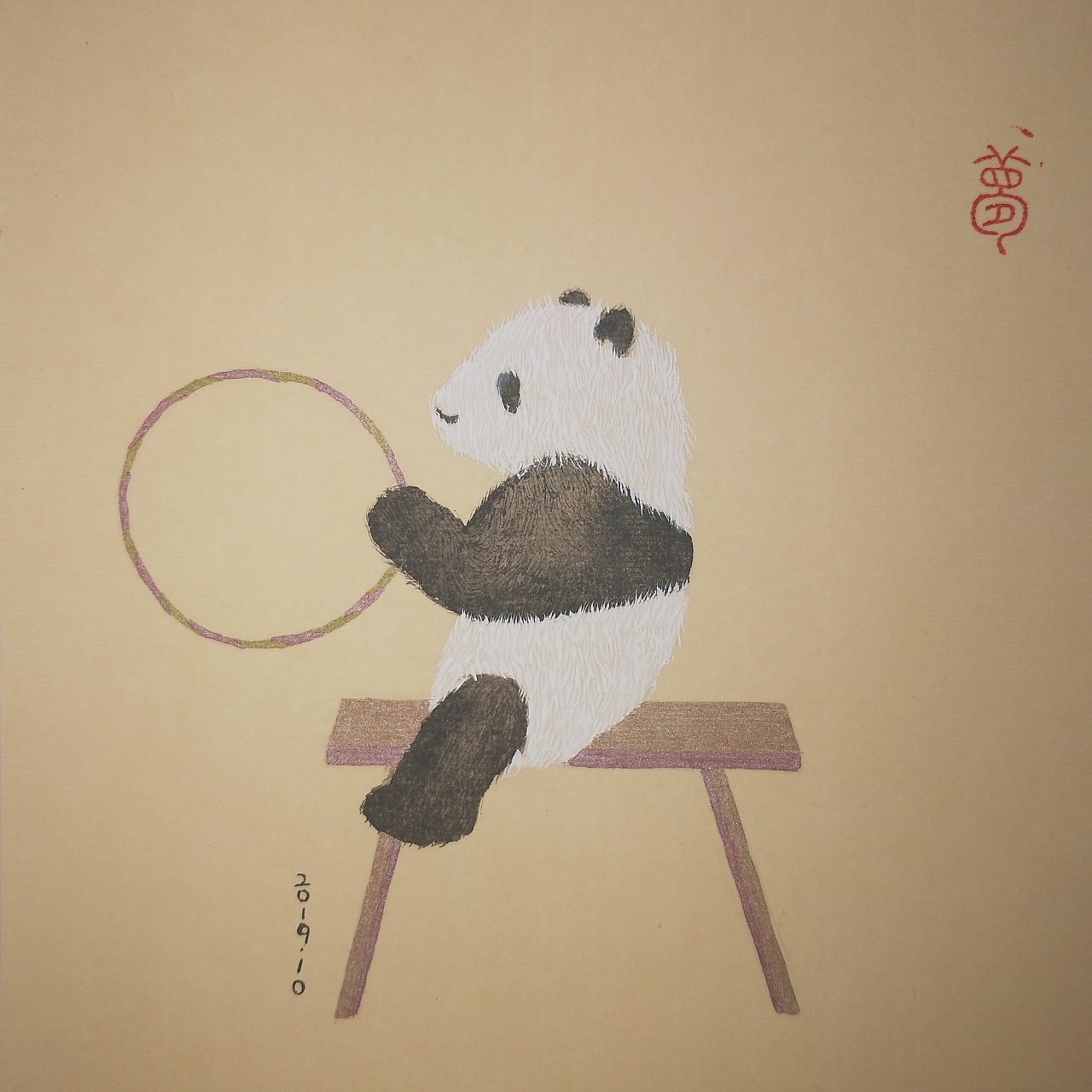 工笔国画熊猫一家设计图__绘画书法_文化艺术_设计图库_昵图网nipic.com