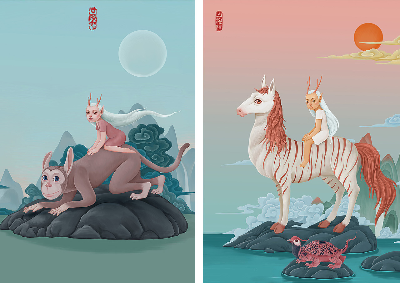 山海精（图ZMTM3MjUwMTMy） - 绘本 - 站酷设计师插画师傅逗原创素材 - 站酷ZCOOL